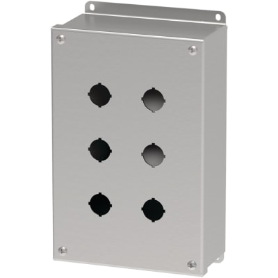 nVent HOFFMAN E6PBGSS Enclosure,Pushbutton,6 Hole,22.5mm,Stainless,NEMA13,IP66,Pentair Stainless Serie