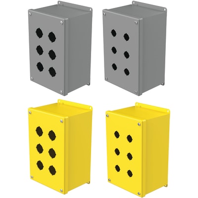 nVent HOFFMAN E6PBGVL Enclosure,Pushbutton,6 Hole,22.5mm,Steel,NEMA13,IP65,Gray,Type 4 Series