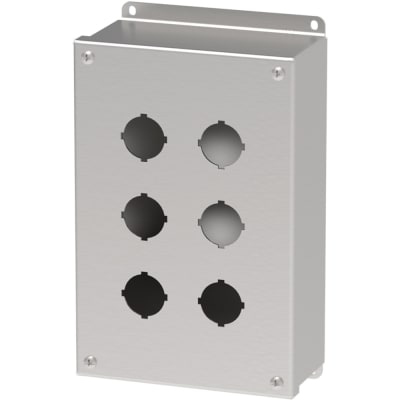 nVent HOFFMAN E6PBSS6 Enclosure,Pushbutton,6 Hole,30.5mm,Stainless,NEMA13,IP66,Pentair Stainless Serie