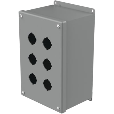 nVent HOFFMAN E6PBX Enclosure,Pushbutton,6 Hole,30.5mm,Steel,NEMA13,IP65,Gray,Pentair Series