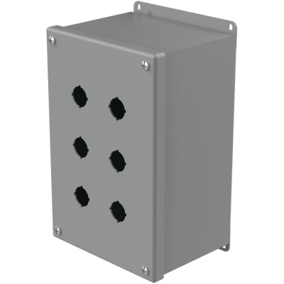 nVent HOFFMAN E6PBXM Enclosure,Pushbutton,6 Hole,22.5mm,Steel,NEMA13,IP65,Gray,Pentair Series