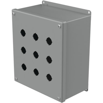nVent HOFFMAN E9PBXM Enclosure,Pushbutton,9 Hole,22.5mm,Steel,NEMA13,IP65,Gray,Pentair Series