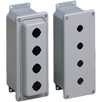 nVent HOFFMAN ED1PB2 Enclosure,Pushbutton,1 Hole,30.5mm,Steel,NEMA13,IP66,Gray,Drawn Series
