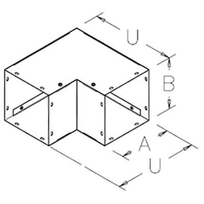 nVent HOFFMAN F121290EOUTGV Cable Trunking Angle Steel Galvanised 90deg Elbow Fitting (Outside Opening)