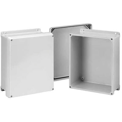 nVent HOFFMAN HJ1412WLG Flat Cover with Screws Type 4X, 13.81x11.81x5.99, Light Gray, Fiberglass