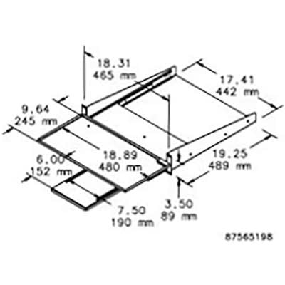 nVent HOFFMAN P19KBPVT Keyboard Shelf, pivoting Black, 90 deg., 2U, Steel