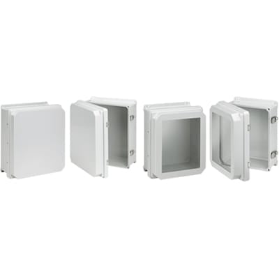 nVent HOFFMAN RHJ1614HWPL2LG Raised Cover with Latches Type 4X, 15.62 x 13.62 x 7.24, Light Gray, Fiberglass