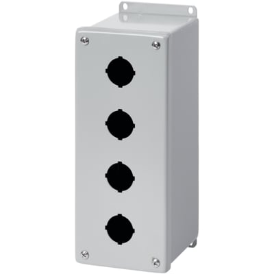 nVent HOFFMAN E1PBXM4 Enclosure;Pushbutton;Extra-Deep;NEMA 4;Gray;16 Ga. Steel;1 Hole;22.5mm;4x4x4.75
