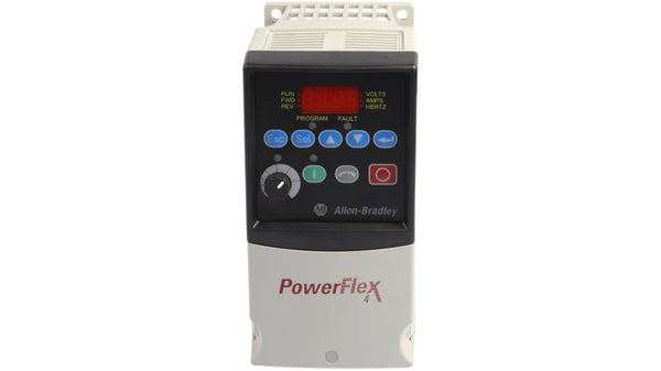 Rockwell, allen, bradley, allen-bradly, ethernet, ethernet-ip, ethernet/ip, CIP, industrial, OLC, communication, controller,22A-D4P0N104,Allen Bradley PowerFlex 4 Inverter Drive, 3-Phase In, 240Hz Out, 1.5 kW, 400 V ac, 4 A