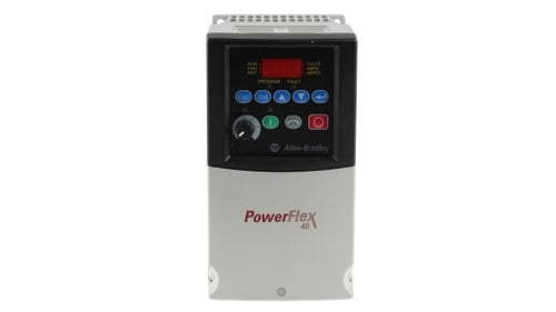 Rockwell, allen, bradley, allen-bradly, ethernet, ethernet-ip, ethernet/ip, CIP, industrial, OLC, communication, controller,22B-D6P0N104,Allen Bradley PowerFlex 40 Inverter Drive, 3-Phase In, 400Hz Out, 2.2 kW, 400 V ac, 6 A