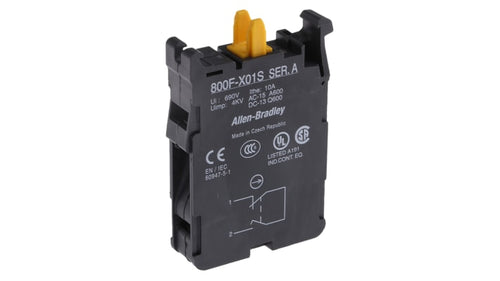 Rockwell, allen, bradley, allen-bradly, ethernet, ethernet-ip, ethernet/ip, CIP, industrial, OLC, communication, controller,800F-X01S,Allen-Bradley 800F-X01S 22mm Contact Block 800F PB