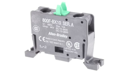 Rockwell, allen, bradley, allen-bradly, ethernet, ethernet-ip, ethernet/ip, CIP, industrial, OLC, communication, controller,800F-BX10,Allen-Bradley 800F-BX10 22mm Contact Block 800F PB