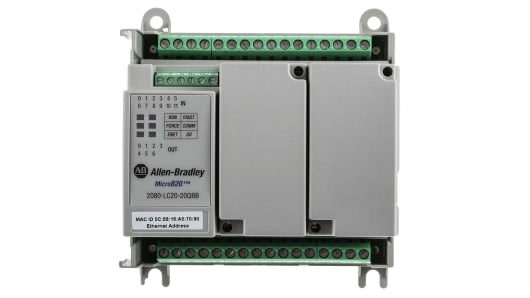 Rockwell, allen, bradley, allen-bradly, ethernet, ethernet-ip, ethernet/ip, CIP, industrial, OLC, communication, controller,2080-LC20-20QBB,Allen Bradley, Micro820, PLC CPU - 12 Inputs, 8 Outputs, Relay, For Use With Bulletin 2080, Ethernet Networking