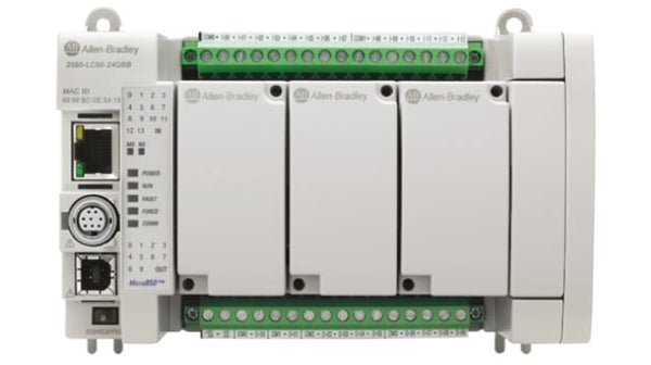 Rockwell, allen, bradley, allen-bradly, ethernet, ethernet-ip, ethernet/ip, CIP, industrial, OLC, communication, controller,2080-LC50-24QVB,Allen Bradley Micro850 PLC CPU - 14 Inputs, 10 Outputs, For Use With Micro800 Series, Ethernet, USB Networking