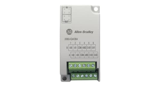 Rockwell, allen, bradley, allen-bradly, ethernet, ethernet-ip, ethernet/ip, CIP, industrial, OLC, communication, controller,2080-IQ4OB4,Allen-Bradley 2080-IQ4OB4 Micro800 8 Point Digital Combo (Source)